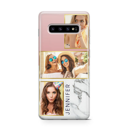 Pink Marble Photo Upload Name Samsung Galaxy S10 Case