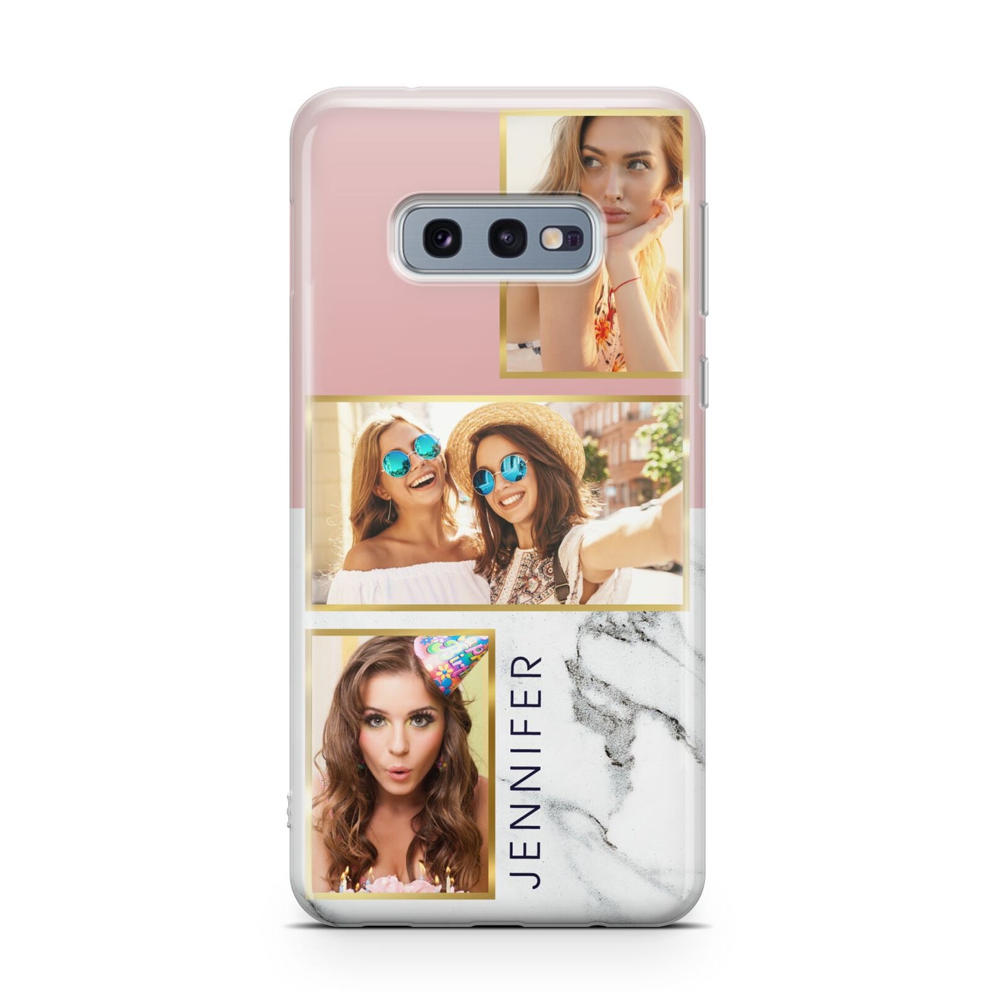 Pink Marble Photo Upload Name Samsung Galaxy S10E Case