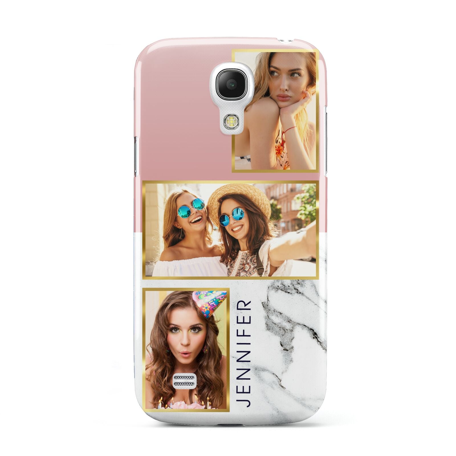 Pink Marble Photo Upload Name Samsung Galaxy S4 Mini Case