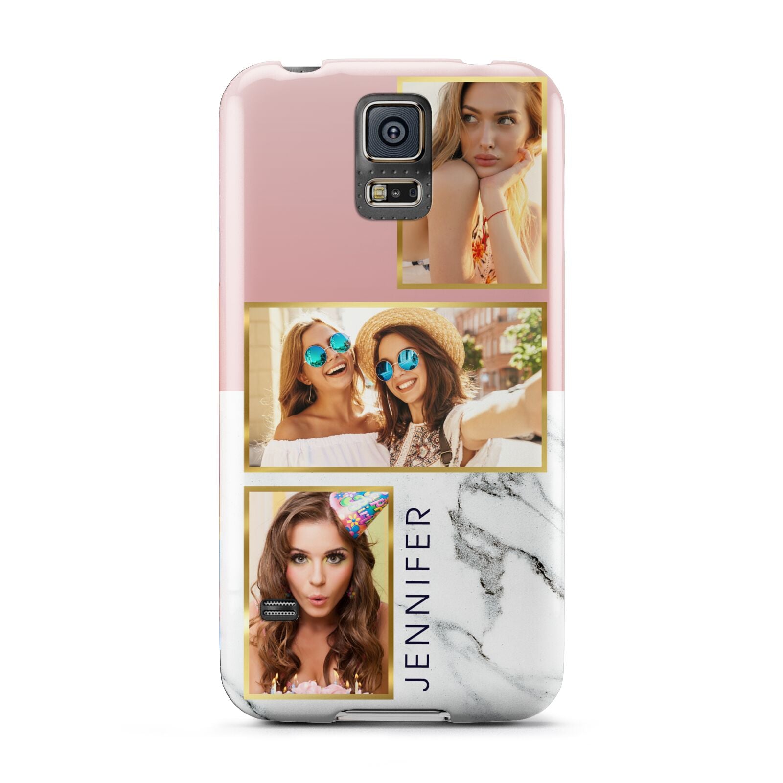 Pink Marble Photo Upload Name Samsung Galaxy S5 Case