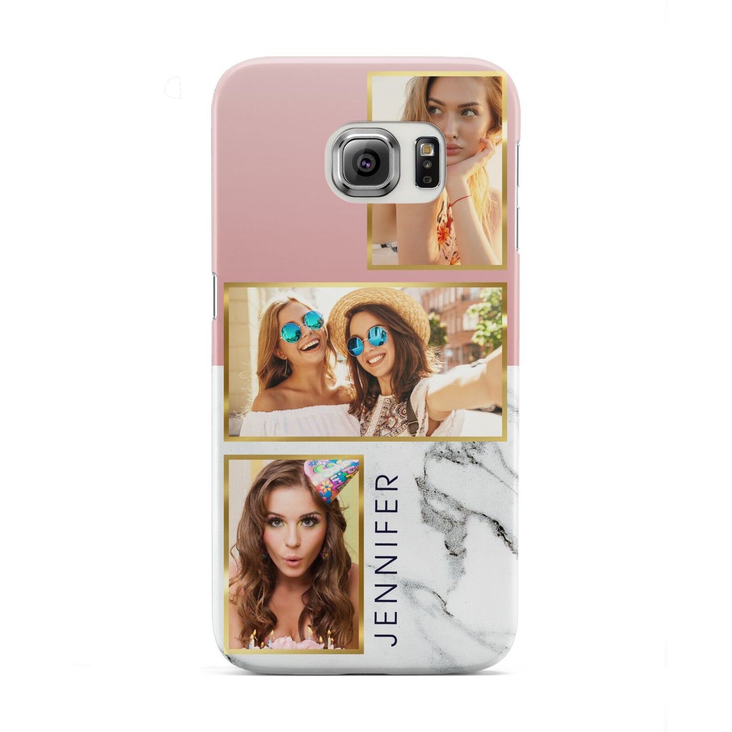 Pink Marble Photo Upload Name Samsung Galaxy S6 Edge Case