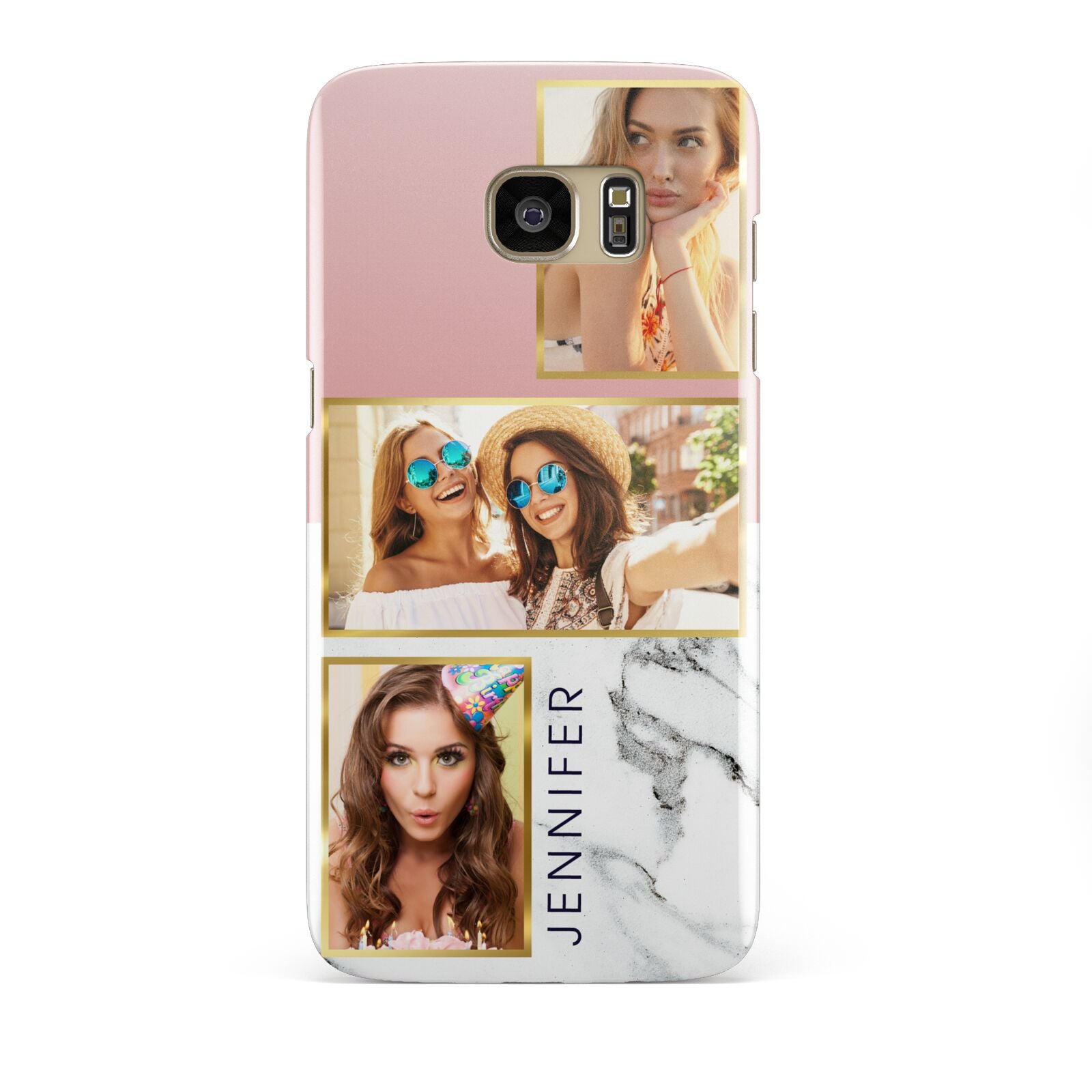 Pink Marble Photo Upload Name Samsung Galaxy S7 Edge Case