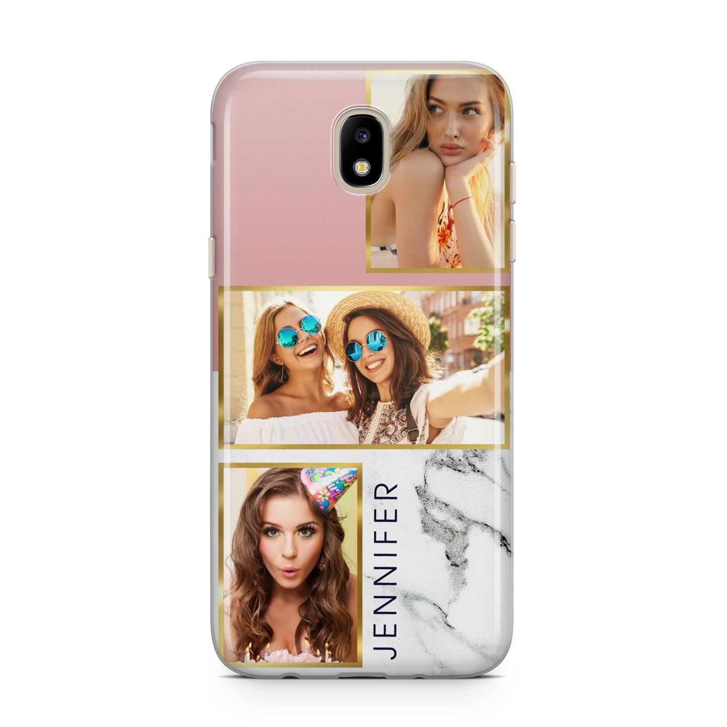 Pink Marble Photo Upload Name Samsung J5 2017 Case