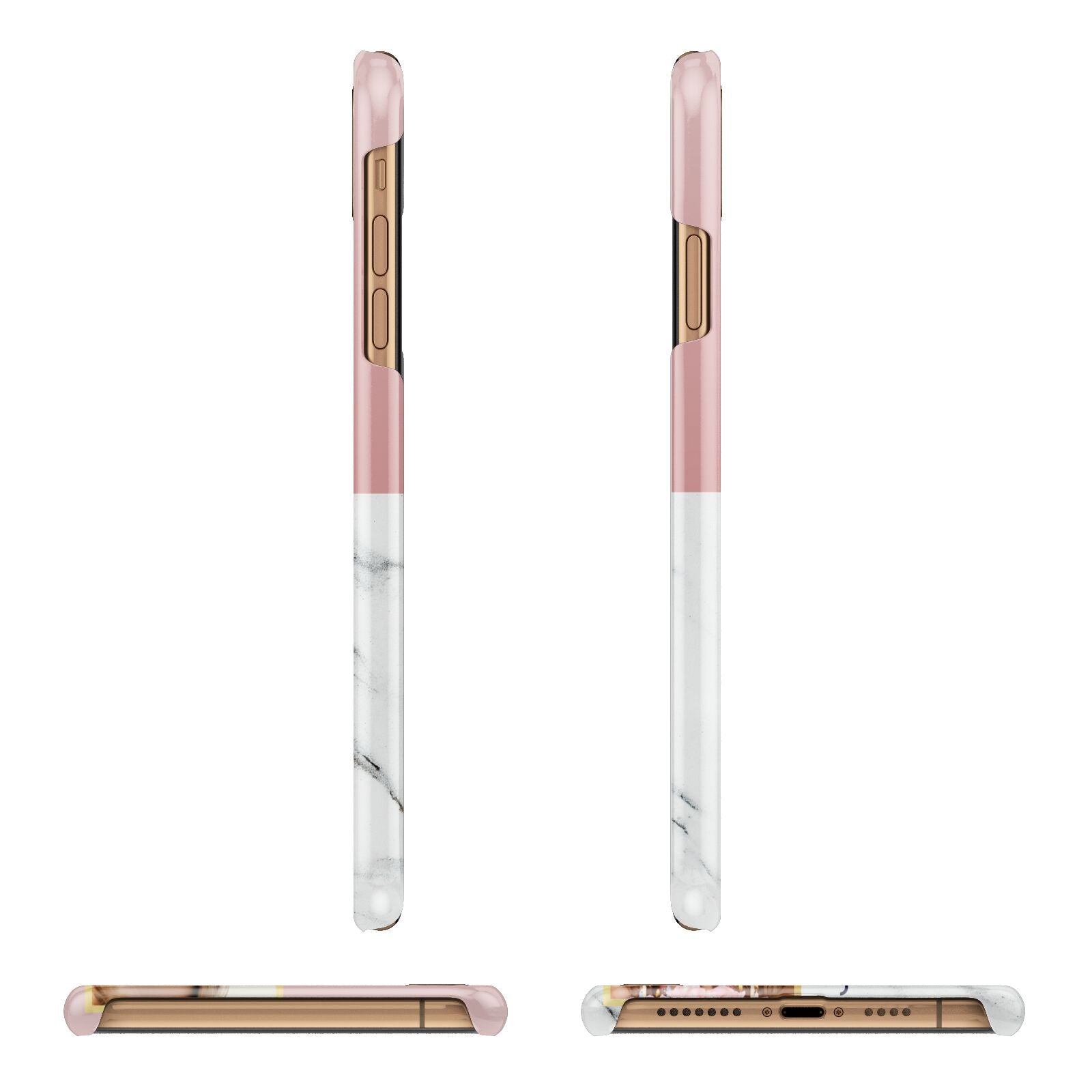 Pink Marble Photo Upload Name iPhone 11 Pro Max 3D Snap Case Angle Images