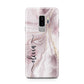 Pink Marble Samsung Galaxy S9 Plus Case on Silver phone