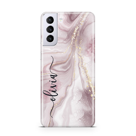 Pink Marble Samsung S21 Plus Phone Case