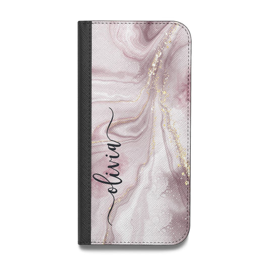 Pink Marble Vegan Leather Flip iPhone Case
