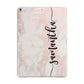 Pink Marble Vertical Black Personalised Name Apple iPad Gold Case