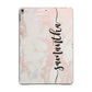 Pink Marble Vertical Black Personalised Name Apple iPad Grey Case