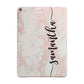 Pink Marble Vertical Black Personalised Name Apple iPad Rose Gold Case