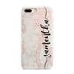 Pink Marble Vertical Black Personalised Name Apple iPhone 7 8 Plus 3D Tough Case