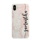 Pink Marble Vertical Black Personalised Name Apple iPhone Xs Max 3D Tough Case