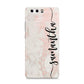 Pink Marble Vertical Black Personalised Name Huawei P10 Phone Case