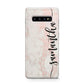 Pink Marble Vertical Black Personalised Name Protective Samsung Galaxy Case