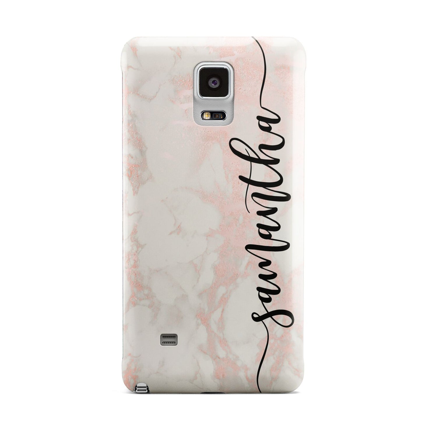 Pink Marble Vertical Black Personalised Name Samsung Galaxy Note 4 Case
