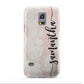 Pink Marble Vertical Black Personalised Name Samsung Galaxy S5 Mini Case