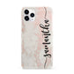 Pink Marble Vertical Black Personalised Name iPhone 11 Pro 3D Snap Case