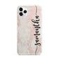 Pink Marble Vertical Black Personalised Name iPhone 11 Pro Max 3D Tough Case