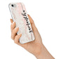 Pink Marble Vertical Black Personalised Name iPhone 7 Bumper Case on Silver iPhone Alternative Image