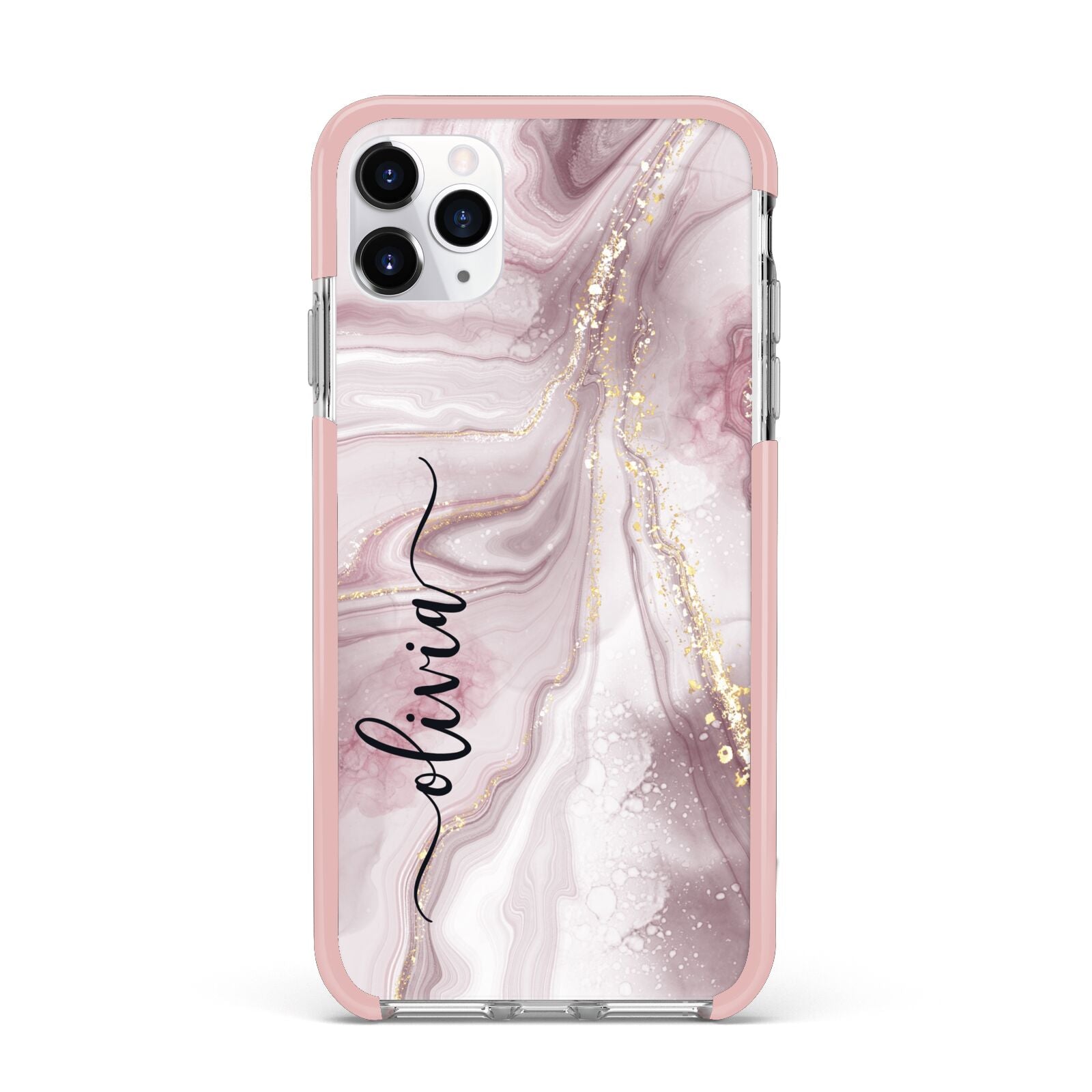Pink Marble iPhone 11 Pro Max Impact Pink Edge Case