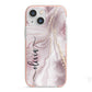 Pink Marble iPhone 13 Mini TPU Impact Case with Pink Edges