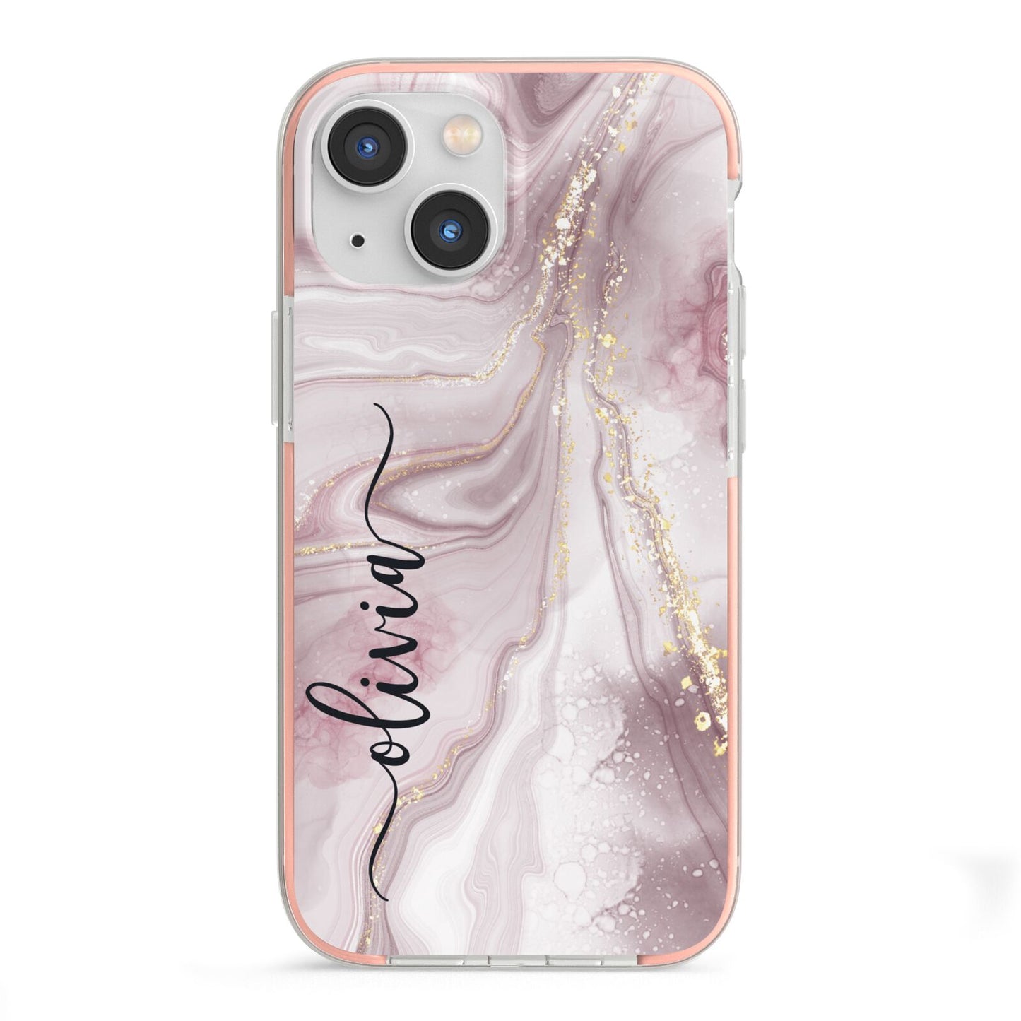 Pink Marble iPhone 13 Mini TPU Impact Case with Pink Edges