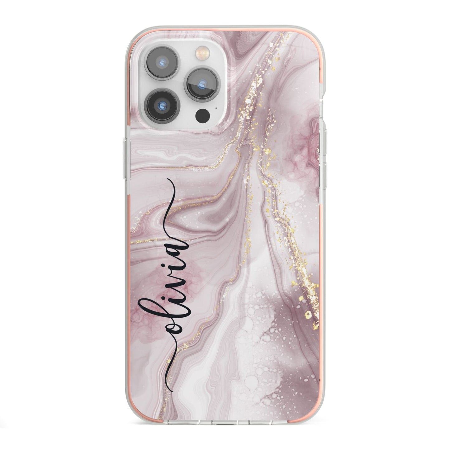 Pink Marble iPhone 13 Pro Max TPU Impact Case with Pink Edges