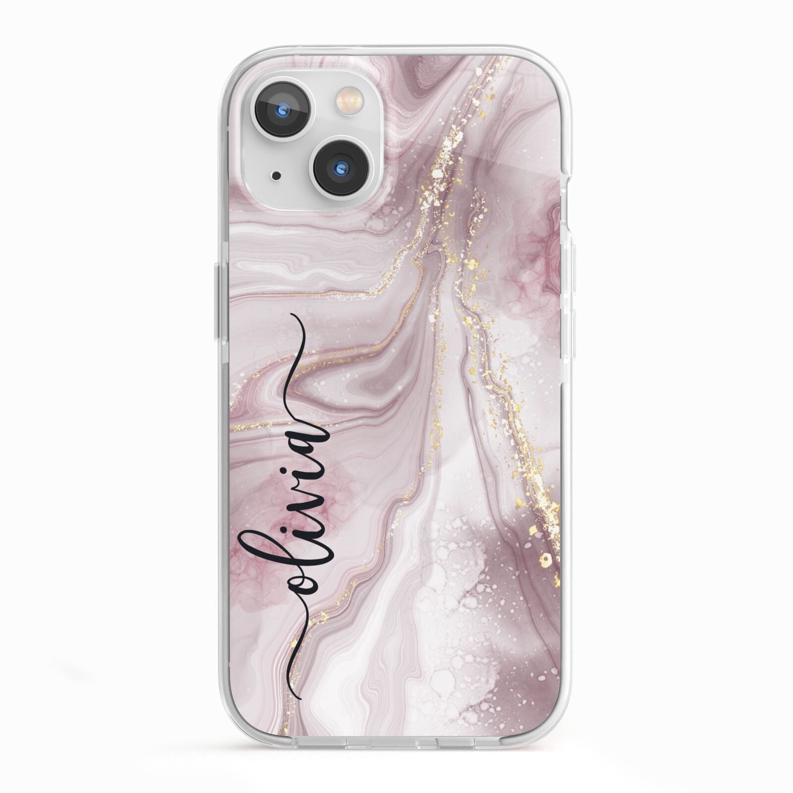 Pink Marble iPhone 13 TPU Impact Case with White Edges