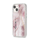 Pink Marble iPhone 14 Glitter Tough Case Starlight Angled Image