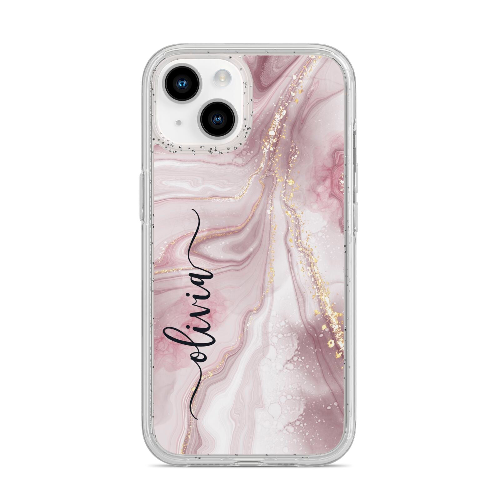 Pink Marble iPhone 14 Glitter Tough Case Starlight