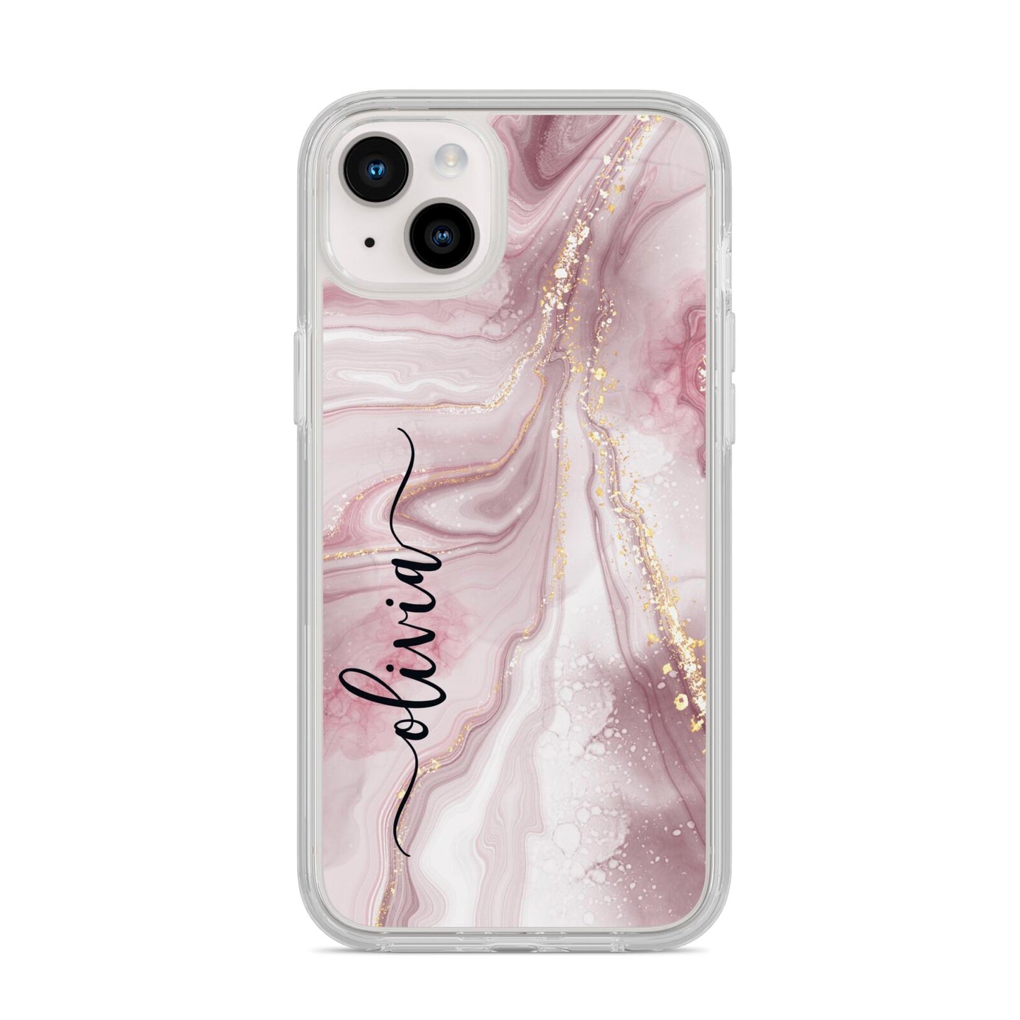 Pink Marble iPhone 14 Plus Clear Tough Case Starlight