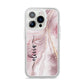 Pink Marble iPhone 14 Pro Clear Tough Case Silver