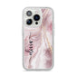 Pink Marble iPhone 14 Pro Glitter Tough Case Silver