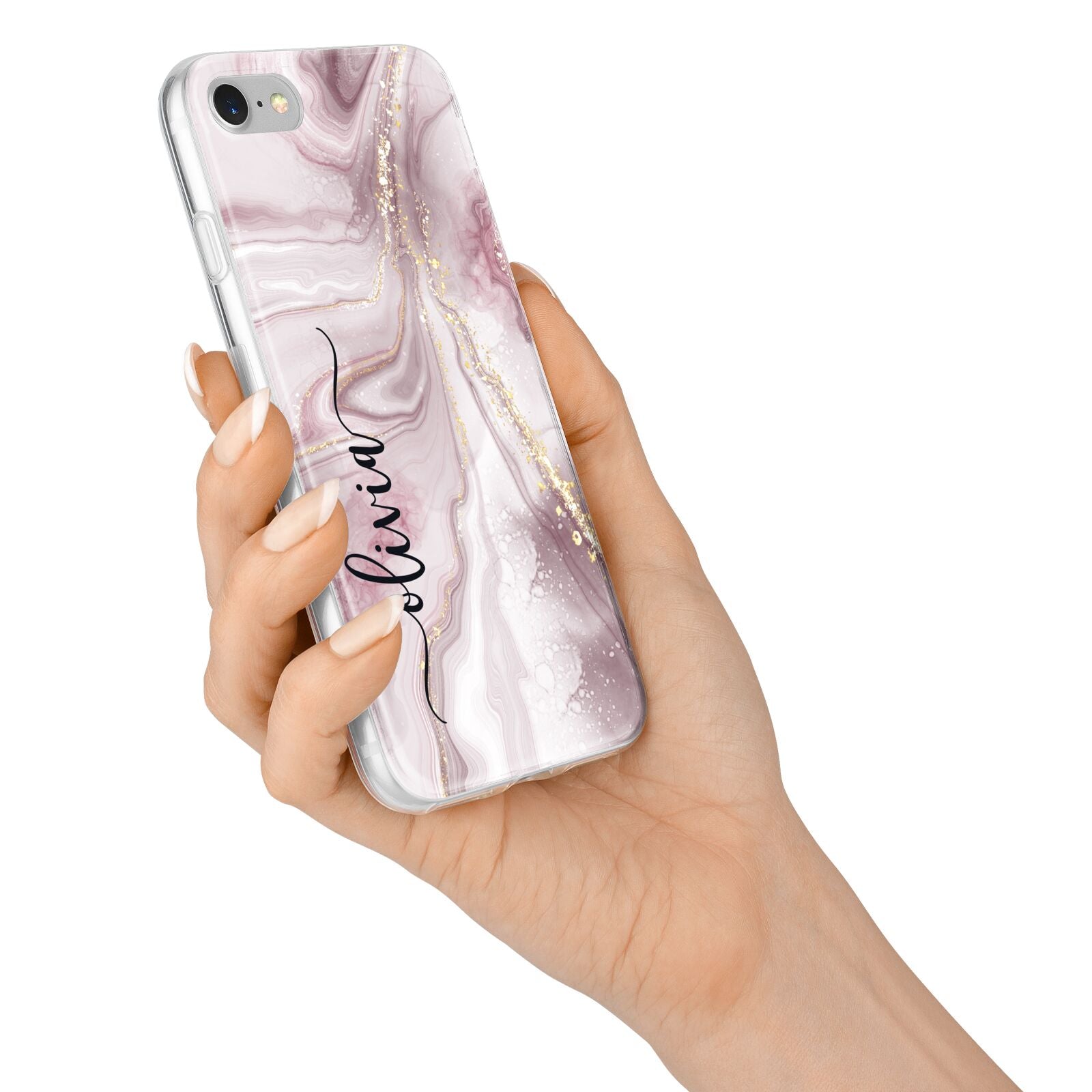 Pink Marble iPhone 7 Bumper Case on Silver iPhone Alternative Image