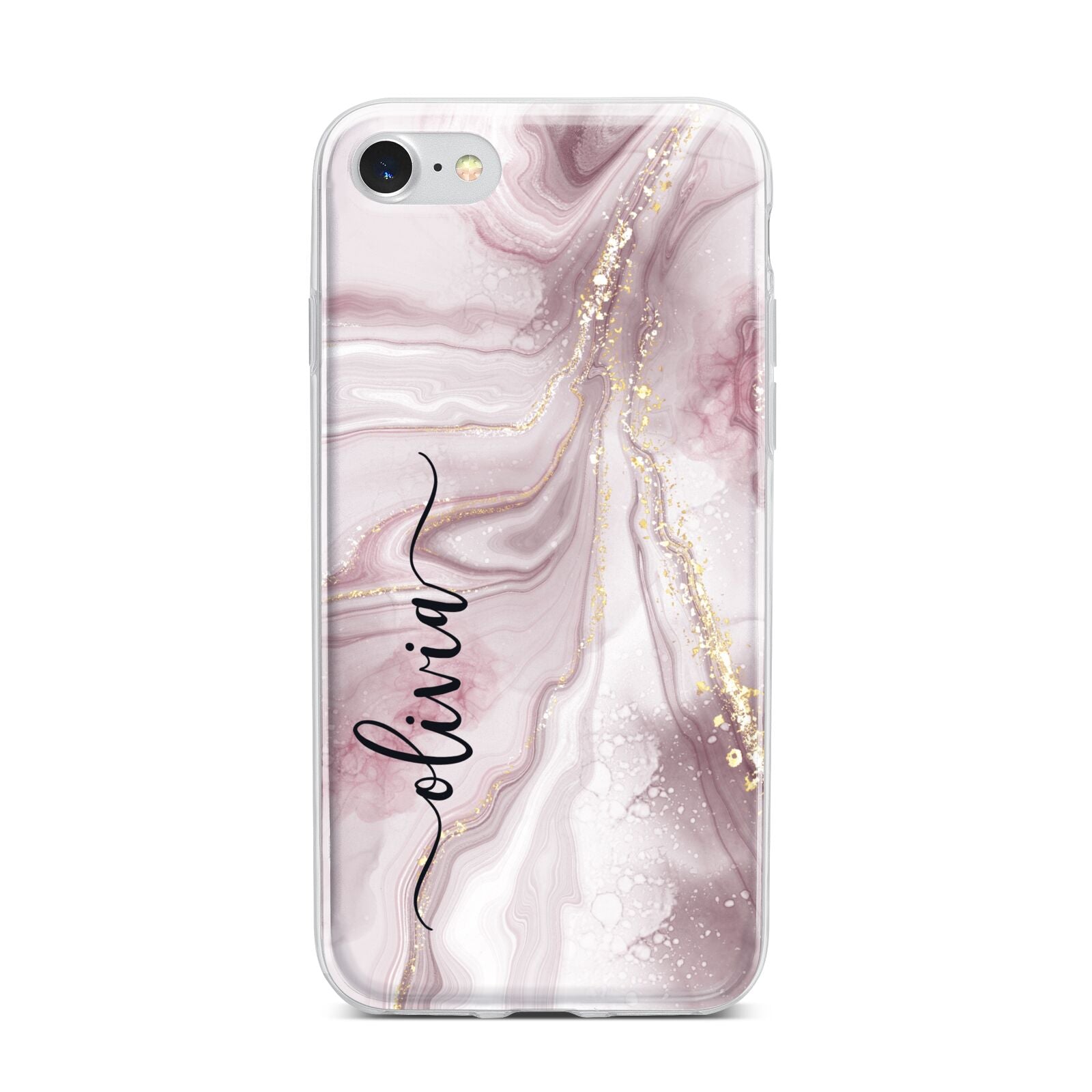Pink Marble iPhone 7 Bumper Case on Silver iPhone