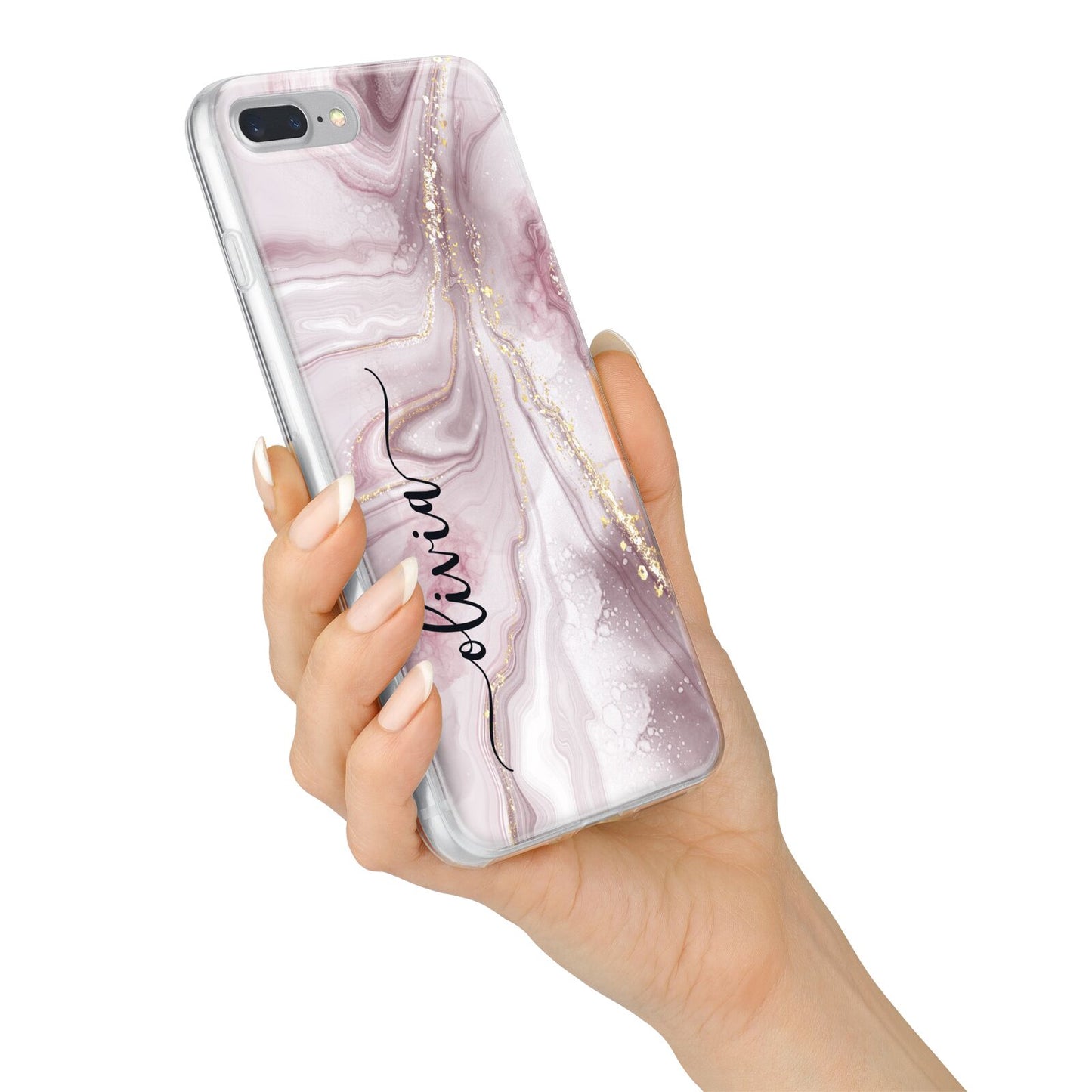 Pink Marble iPhone 7 Plus Bumper Case on Silver iPhone Alternative Image