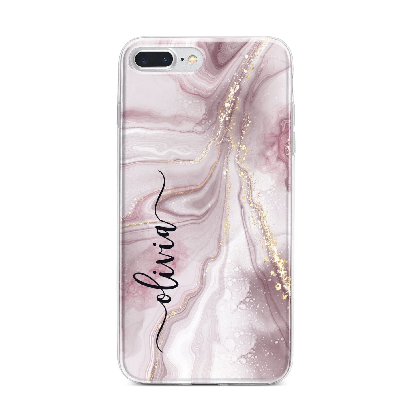 Pink Marble iPhone 7 Plus Bumper Case on Silver iPhone