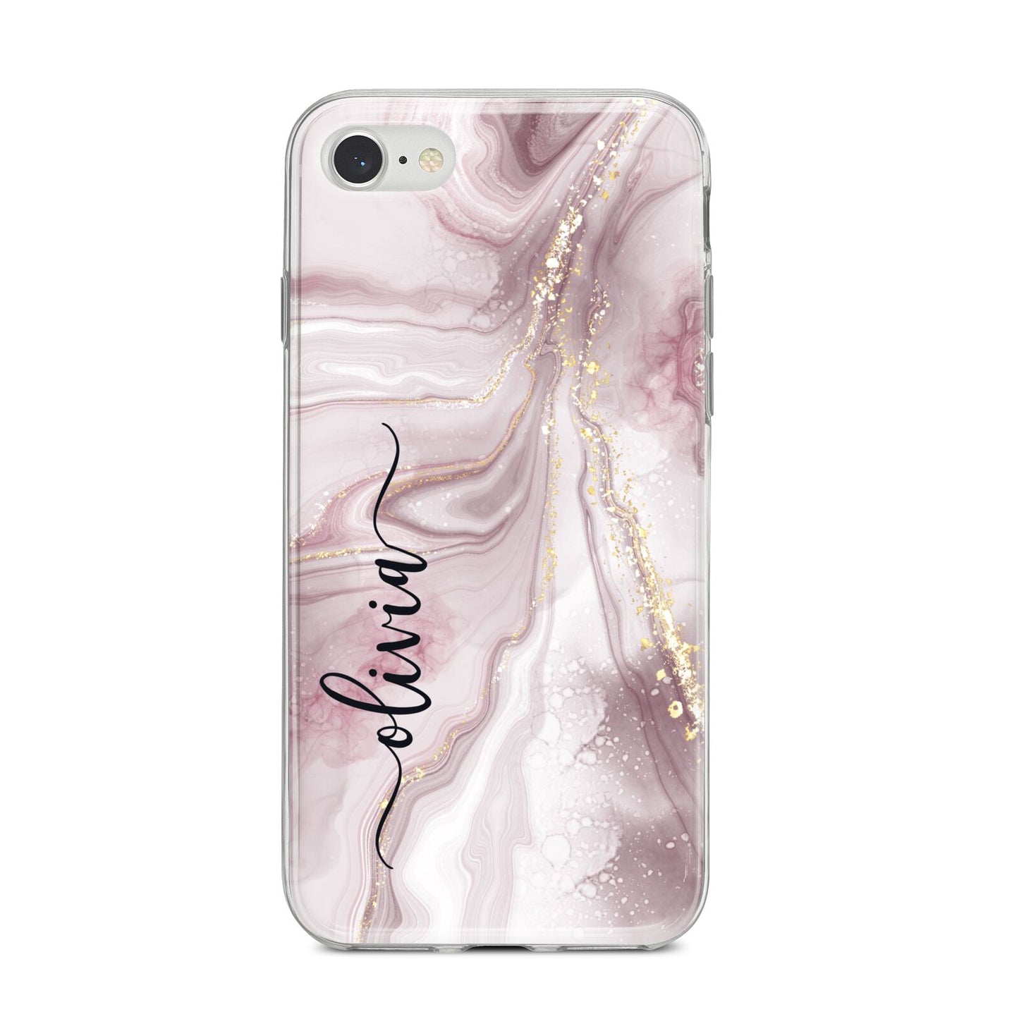 Pink Marble iPhone 8 Bumper Case on Silver iPhone