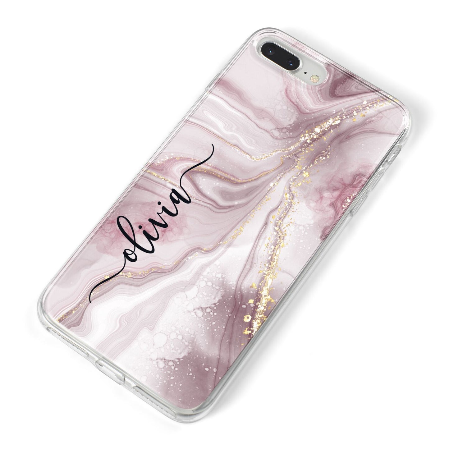 Pink Marble iPhone 8 Plus Bumper Case on Silver iPhone Alternative Image