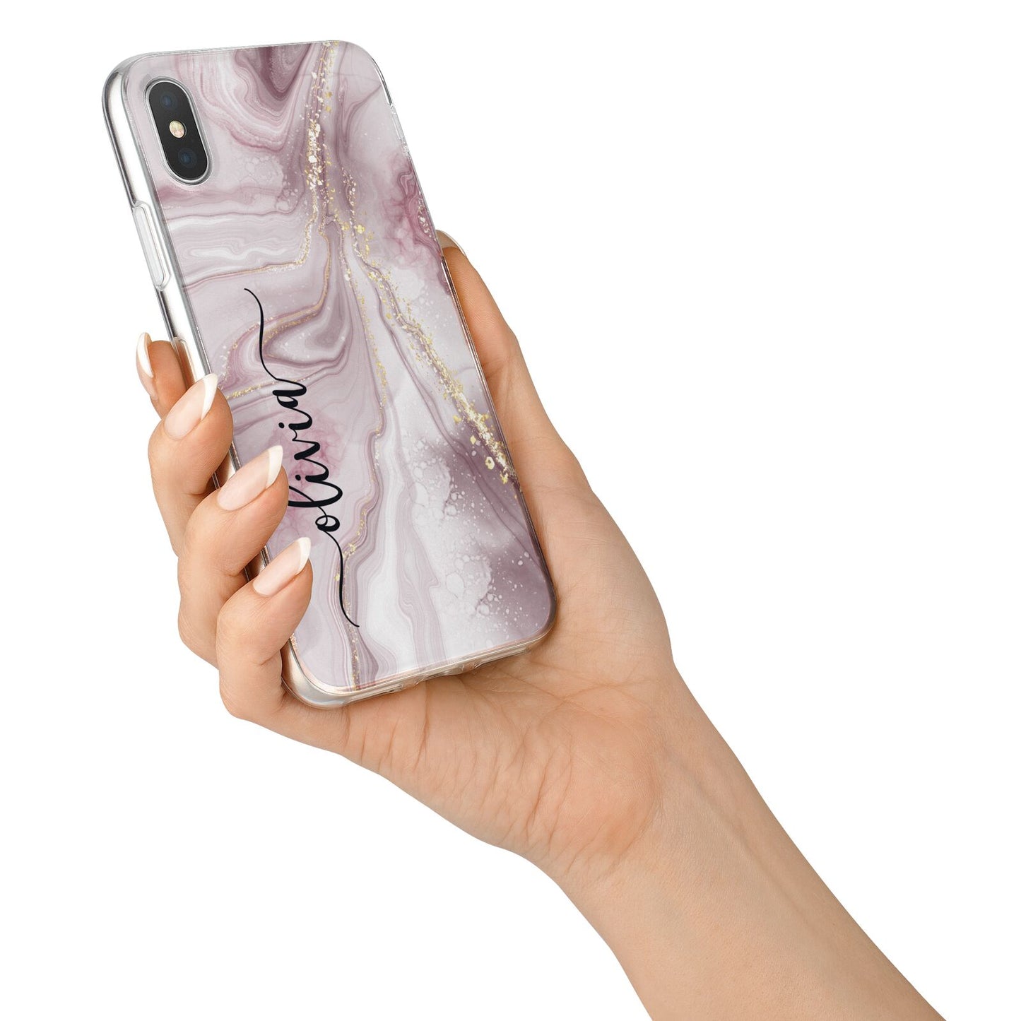 Pink Marble iPhone X Bumper Case on Silver iPhone Alternative Image 2