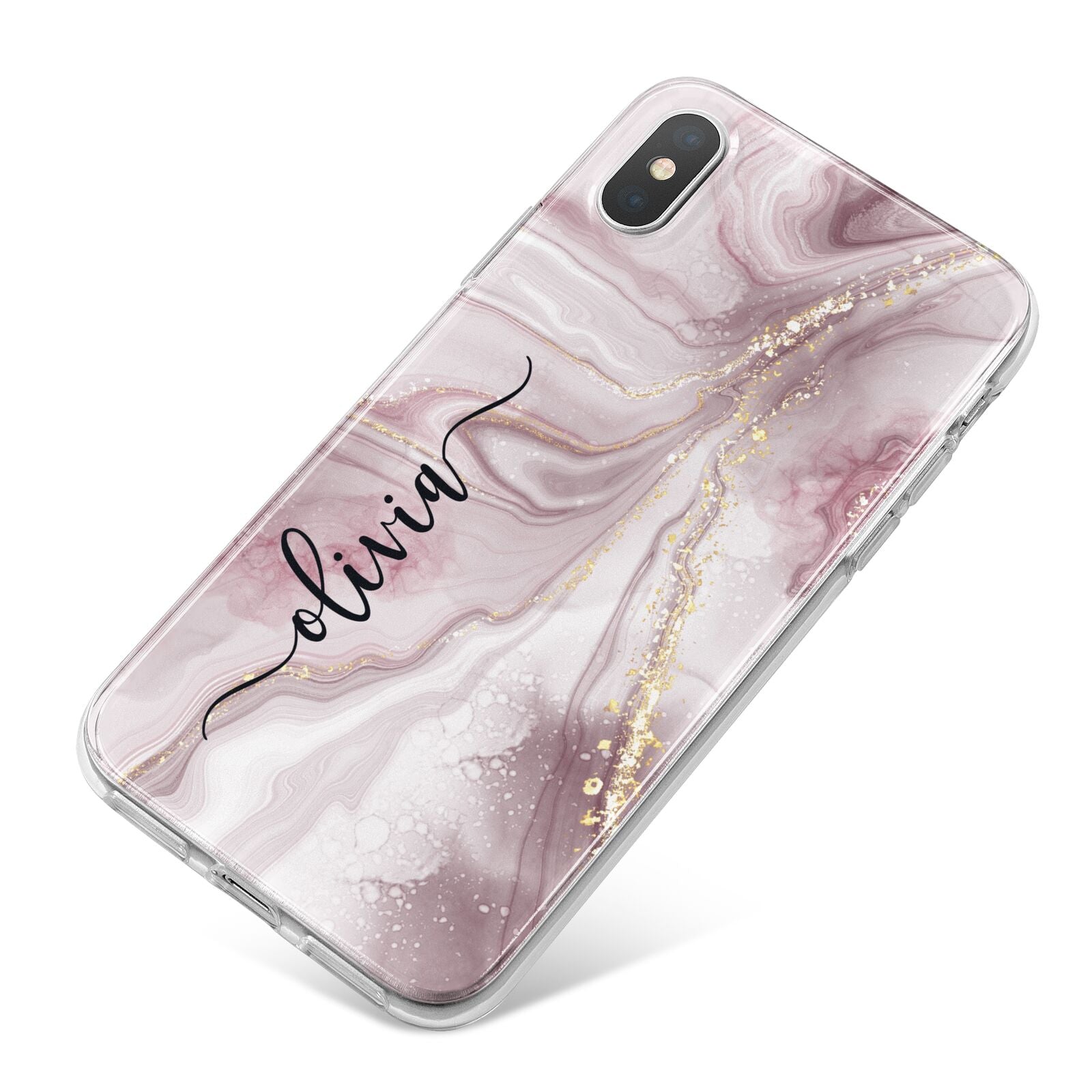 Pink Marble iPhone X Bumper Case on Silver iPhone