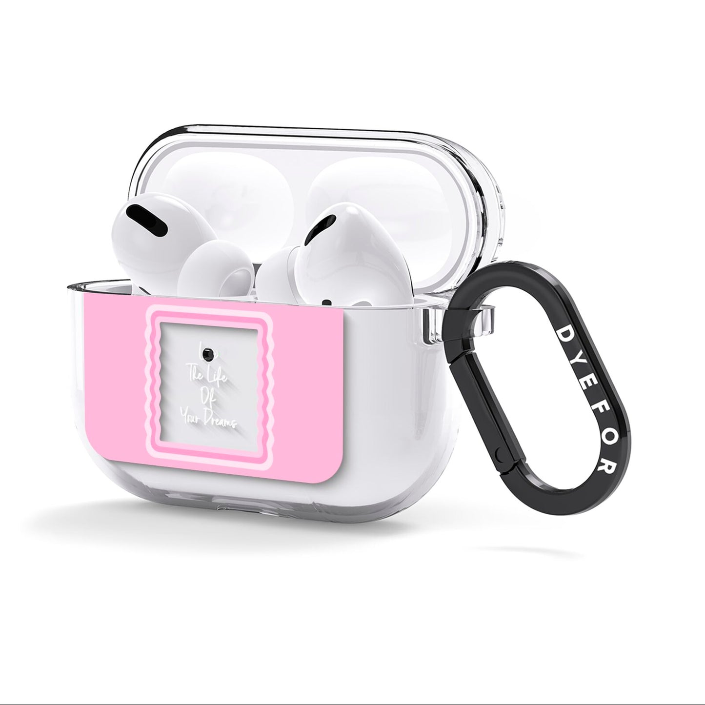 Pink Mirror Quote AirPods Clear Case 3rd Gen Side Image