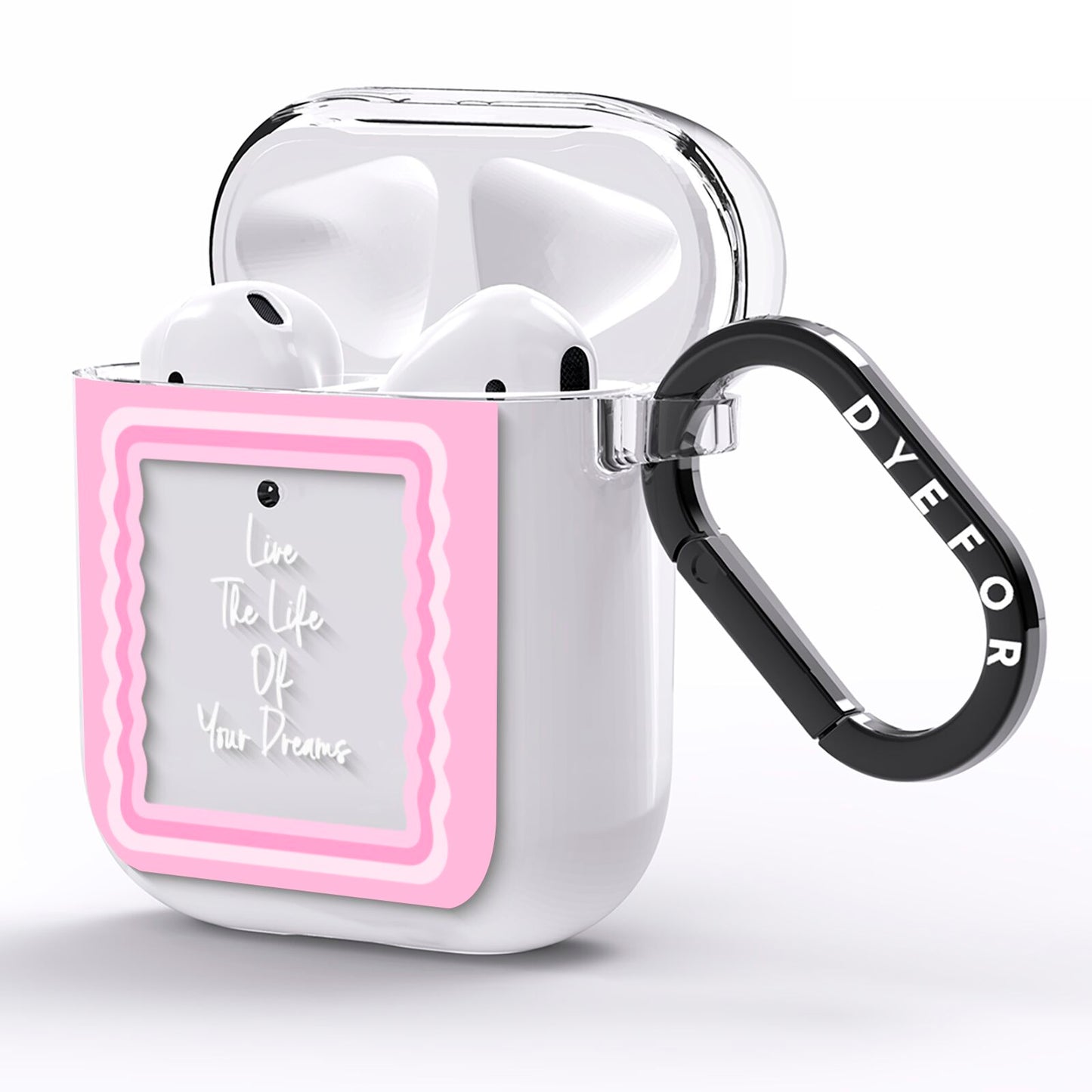 Pink Mirror Quote AirPods Clear Case Side Image