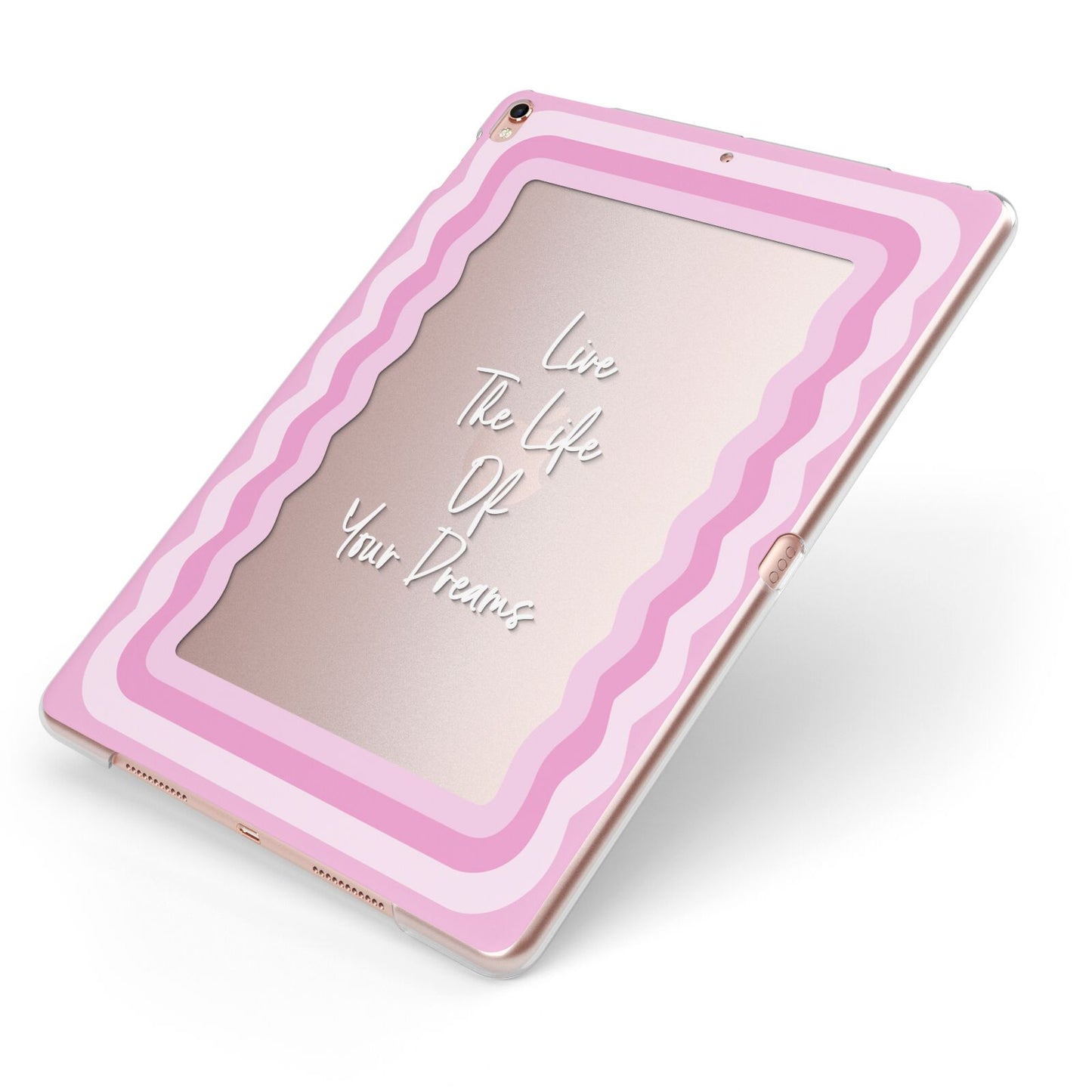 Pink Mirror Quote Apple iPad Case on Rose Gold iPad Side View