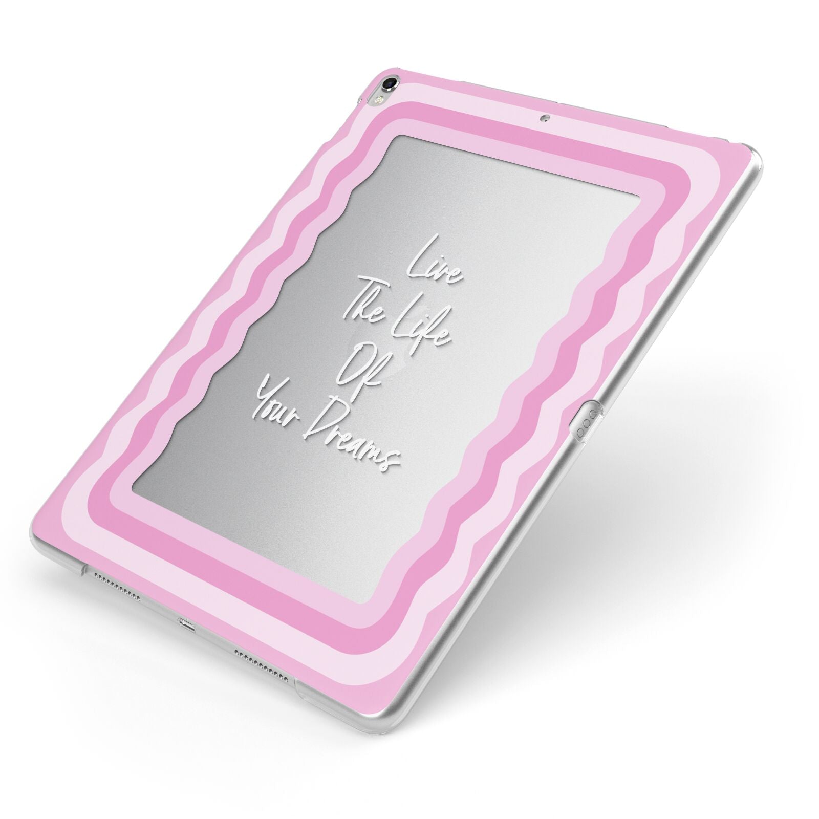 Pink Mirror Quote Apple iPad Case on Silver iPad Side View