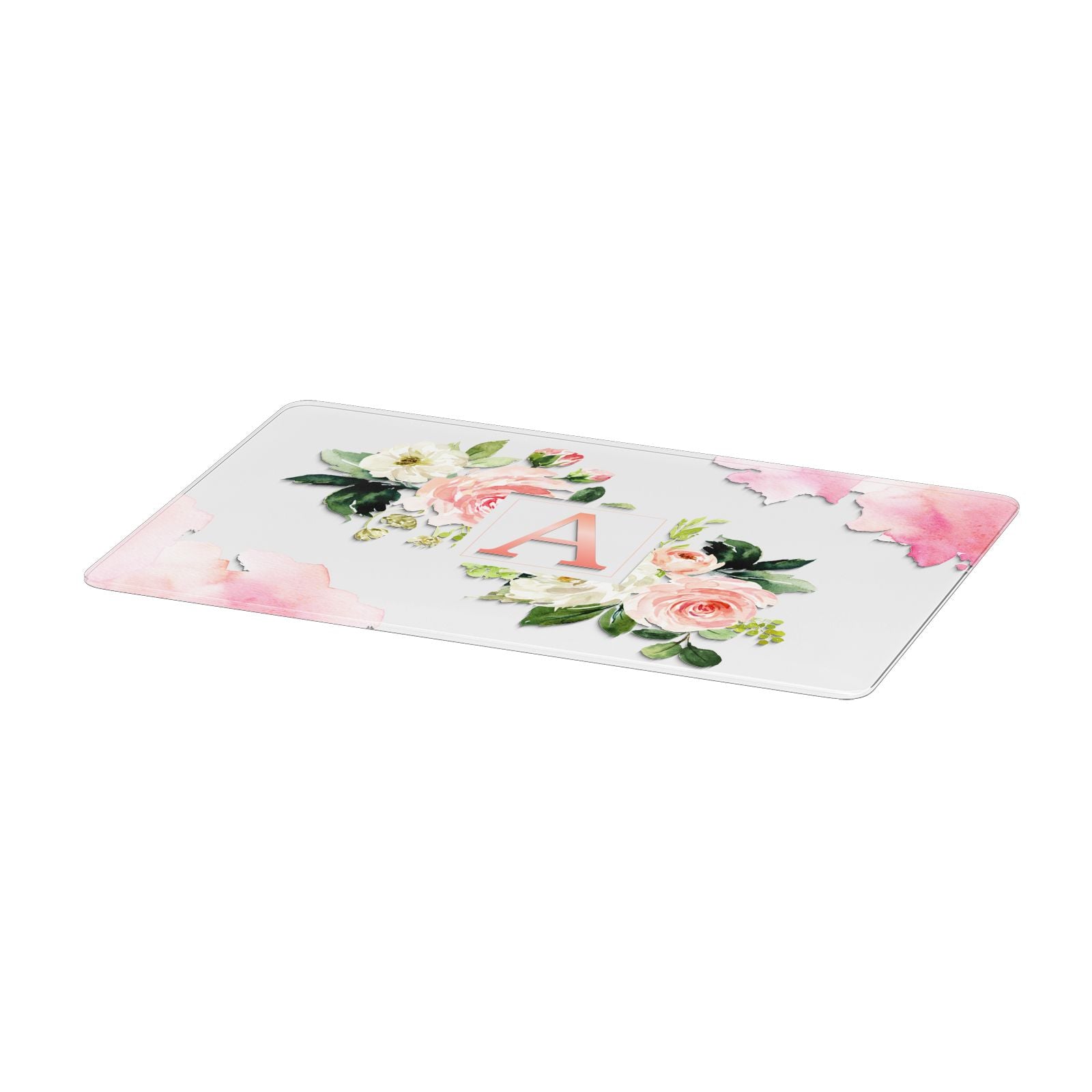 Pink Monogram Floral Roses Personalised Apple MacBook Case Only