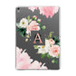 Pink Monogram Floral Roses Personalised Apple iPad Grey Case