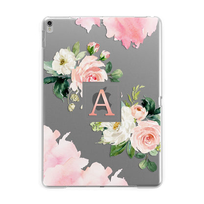 Pink Monogram Floral Roses Personalised Apple iPad Silver Case