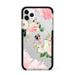 Pink Monogram Floral Roses Personalised Apple iPhone 11 Pro Max in Silver with Black Impact Case