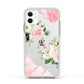 Pink Monogram Floral Roses Personalised Apple iPhone 11 in White with White Impact Case